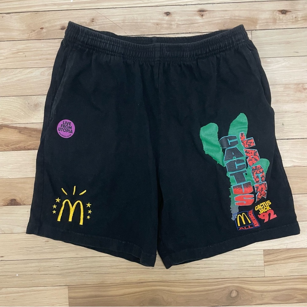 Travis Scott x McDonald's Cactus Jack All American Shorts Black Sweat Gym MEDIUM